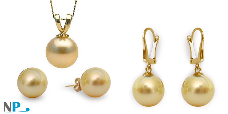 Bijoux en or avec perles dorees des mers du sud